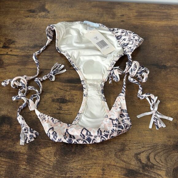 Eberjay Womens Bikini Bottom Small Blue Pink Ikat Rumba Eva Side Tie String New - Picture 7 of 9